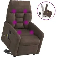 vidaXL Massagesessel mit Aufstehhilfe Braun Mikrofasergewebe