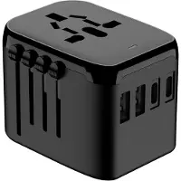 Resteq Universeller USB-A x2/USB-C x2 Reiseadapter zum Laden schwarz