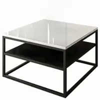 Lookway COUCHTISCH NOVA mit Ablage Schwarz / Weiß hochglanz