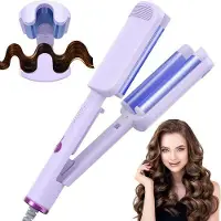 OEM Gel-kurldruckgerät - 32 mm B-Kurven - Französisch Wellen - 4 Einstellmöglichkeiten für Temperatur - Hitze- und Reise-Schutz - Schnelle Heizung - Große Kurven - für kurzes und langes Haar - Lila