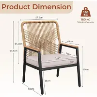 StarTech.com Gartenstuhl Set Rattan - 2x Gartensessel - Metallrahmen - 8 cm dicke Sitzkissen - Für Balkon & Terrasse - Farbe Gelb Creme