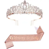 OEM Baby-Shower-Set für Mütter-zu-sein, Tiara- und Sash-Kombination für Jungen und Mädchen, Rosegold, Mädchen- und Jungenausstattung