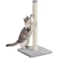 Feandrea Kratzbaum, Kratzsäule mit Sisalstamm, Plüschball, 40 x 40 x 84 cm