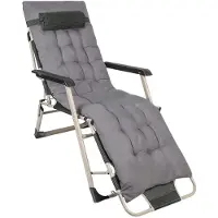 StarTech.com Gartenliege - Klappbarer Relaxstuhl - Verstellbare Rückenlehne - Fußstütze und Armlehnen - Abnehmbares Kopfkissen - Metallgestell - Grau