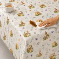 Texpot Wachstuchtischdecke Osterhase im Körbchen abwischbar 140 x 260 - 37399 - Osterhase