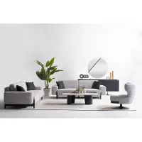 AEA Grau Holz- und Metallsofa-Set mit Couchtisch für modernes Wohnzimmer