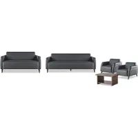 AEA Ledersofas Schwarz 3-Sitzer 2-Sitzer Sessel Braun Couchtisch Couch Weich