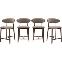 COLAMY 4er-Set Barhocker, moderne Thekenstühle mit komfortabler Stoff-Sitzfläche und Holzgestell, Braun