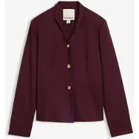 Bonprix Jackenblazer , Damen, Gr. 44, lila (weinrot), Obermaterial: 76% Polyester, 22% Viskose, 2% Elasthan. Futter: 100% Polyester, bequem, Blazer Jackenblazer, mit Kelchkragen, bequeme Passform