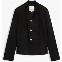 Bonprix Jackenblazer , Damen, Gr. 48, schwarz, Obermaterial: 76% Polyester, 22% Viskose, 2% Elasthan. Futter: 100% Polyester, bequem, Blazer Jackenblazer, mit Kelchkragen, bequeme Passform