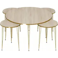 AEA Eleganter schwarzer Holz-Couchtisch mit Beistelltischen im modernen