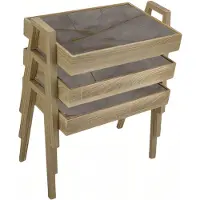 AEA Elegantes graues Couchtisch-Set aus Holz im modernen Stil
