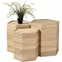 AEA Elegantes braunes Holz Couchtisch-Set im stilvollen Design