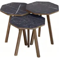 AEA Elegantes schwarzes Couchtisch-Set aus Holz im modernen Stil