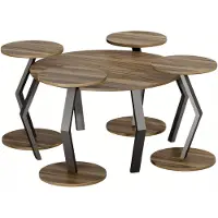 AEA Eleganter brauner Holz-Couchtisch mit vier Beistelltischen in modernem