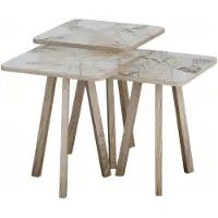 AEA Elegantes Beiges Holz Couchtisch-Set modern stilvoll