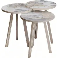 AEA Elegantes Beiges Holz Couchtisch-Set im modernen Stil