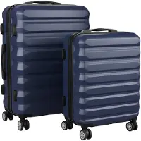 Relaxdays Kofferset, 2-teilig, 2 Größen, 4 Rollen, Hartschale, Teleskopgriff, Reisekoffer mit Zahlenschloss, dunkelblau