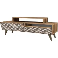 Skye Decor , City - Walnut, White, Fernsehtisch, Nussbaum, 100 % MELAMINBESCHICHTETE SPANPLATTEN, 140 x 41,8 x 48,8 cm