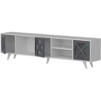 Skye Decor , Sinef - White , Anthracite, Fernsehtisch, Weiß, 100 % MELAMINBESCHICHTETE SPANPLATTEN, 180 x 29,5 x 45,7 cm