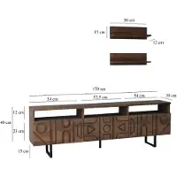 Skye Decor , Aristo - Walnut, TV-Einheit, Nussbaum, 100 % MASSIVES KIEFERHOLZ, 170 x 30 x 40 cm