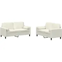 vidaXL 2-tlg. Sofagarnitur mit Kissen Creme Samt