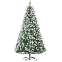 HOMCOM Künstlicher Weihnachtsbaum, 180 cm Christbaum mit Kunstschnee, Indoor