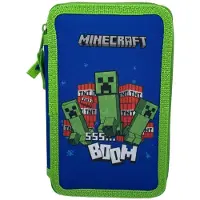 Lobbes Minecraft Federmäppchen - Gefüllt mit 2 Fächern und Creeper-Print