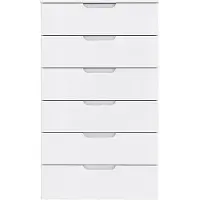 Forte Sienna Kommode mit 6 Schubladen, Holzwerkstoff, Weiß/ Weiß Hochglanz, 70.3