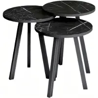 AEA Elegantes schwarzes Couchtisch-Set aus Holz im modernen Stil