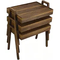 AEA Elegantes braunes Holz Couchtisch-Set modern und robust