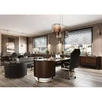 AEA Schwarze Arbeitszimmer Möbel Moderner Schreibtisch Konsole 2x Sessel