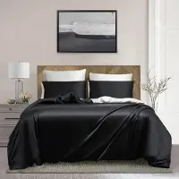 Sonstiges Bettwäsche-Set 135x200cm Schwarz Weiß Mikrofaser-Satin Wendebettwäsche mit Reißverschluss und Kissenbezug 80x80cm