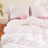 Sonstiges Bettwäsche 140x200cm 2-teilig Weiß Rosa Schleifen Herzen Mikrofaser mit Reißverschluss