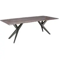 MASSIVMOEBEL24.DE MASSIVMOEBEL24 Baumtisch Akazie 160x90x76 grau lackiert Beine anthrazit glänzend FREEFORM 4 #27