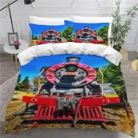 Sonstiges Bettwäsche-Set Zug Eisenbahn 155x220 cm 3-teilig Mikrofaser mit Reißverschluss