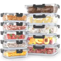 Avalo Frischhaltedosen Glas mit Deckel - luftdicht & auslaufsicher Meal Prep Boxen Glas für Ofen & Mikrowelle | Aufbewahrungsbehälter Set 10-teilig, 1060 ml/370 ml