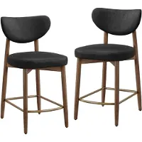 Vasagle Barhocker 2er Set, mit Rückenlehne, Massivholzbeine, in Kunstleder