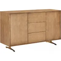 KAWOLA Sideboard GALA 2 Türen 3 Schubladen Kunstleder goldfarben Fuß Edelstahl gebürstet