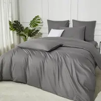 Sonstiges Bettwäsche Set 135x200cm Baumwolle Hellgrau Anthrazit 2-teilig mit Reißverschluss