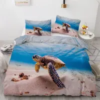 Sonstiges Bettwäsche-Set Meeresschildkröte 220x240 cm 3-teilig Mikrofaser mit Reißverschluss 2 Kissenbezüge 80x80 cm