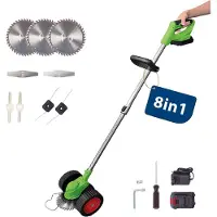 Genius Rotorazer Akku Rasentrimmer (22tlg.) Rasenkantenschneider Freischneider 8 in 1 mit Akku, einstellbarer Schnitttiefe, 7 Messerscharfe Klingen