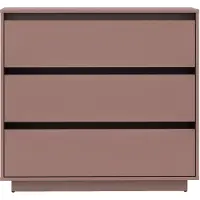 Forte TAHOE Kommode 90 100, minimalistische Kommode mit 3 Schubladen, Wohnzimmer, Schlafzimmer, Holzwerkstoff, Terrakotta, 93,5 cm breit x 96,7 cm hoch x 41,4 cm tief