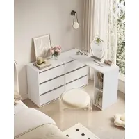 Songmics Kommode, Schrank, Schminktisch mit Regal, Toolless-Technologie