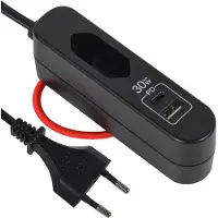 Electraline 62569 Tragbares Ladegerät 30 W, Stromversorgung mit 2 USB (1 Typ A +