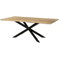 MASSIVMOEBEL24.DE Esstisch Mango 200x100x76 natur lackiert / Epoxid schwarz, Kreuzgestell 2 anthrazit matt EPOXY