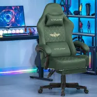 StarTech.com Gaming-Stuhl - GT830 Bürostuhl - Ergonomisch - Höhenverstellbar - Drehbar - Stoff - Mit Rollen - Grün