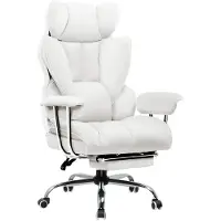 StarTech.com Gaming Stuhl - Ergonomischer Bürostuhl - Höhenverstellbar - Drehbar mit Rollen - Metallrahmen - Belastbar bis 150 kg - 71x71x115 cm - Weißes Leder