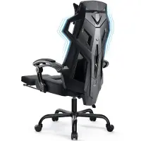 StarTech.com Ergonomischer Bürostuhl/Gaming-Stuhl - AIR 310 - 360° drehbar, Höhenverstellung, Lendenstütze, Kopfstütze, Armlehnen, Rollen - schwarz