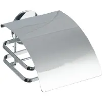 Wenko Cover Turbo-Loc Toilettenpapierhalter, Befestigen ohne Bohren - mit Spezial-Klebepad, Maße: 12 x 9,5 x 13 cm, Edelstahl